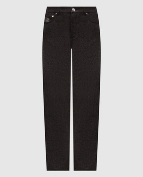 Brunello Cucinelli Brown wool trousers with logo patch M038PF1010