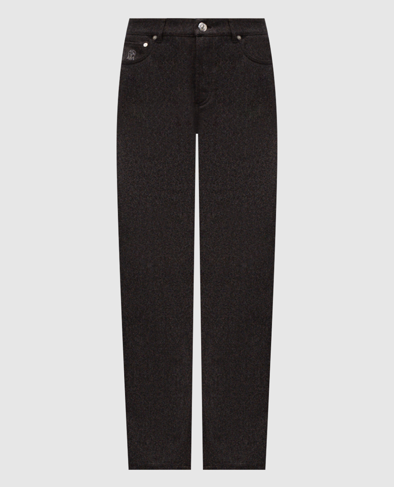Brown wool trousers with logo patch Brunello Cucinelli