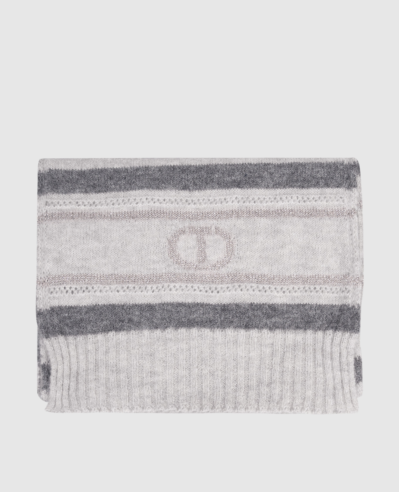 Gray striped wool scarf Twinset