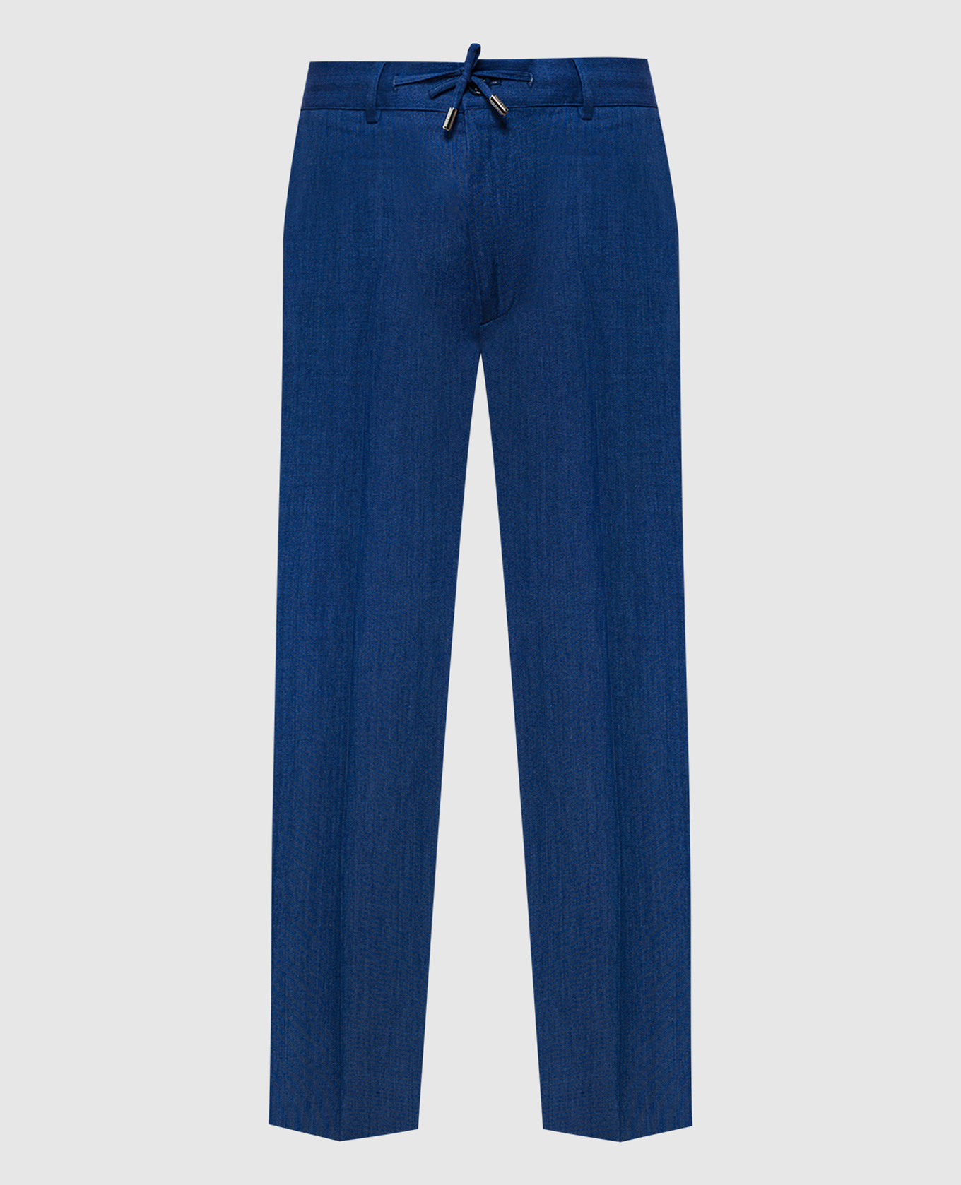

Blue linen trousers with metallic logo Stefano Ricci