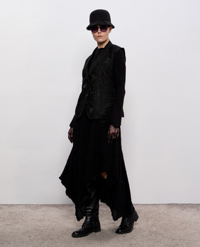 Marc Le Bihan Black dress with wool in floral embroidery 2111