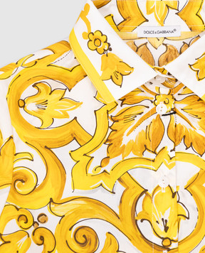 Dolce&Gabbana Children's white cropped blouse with majolica print L54S05G7KXP
