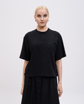 Twinset Black T-shirt with embroidery 251TP2730