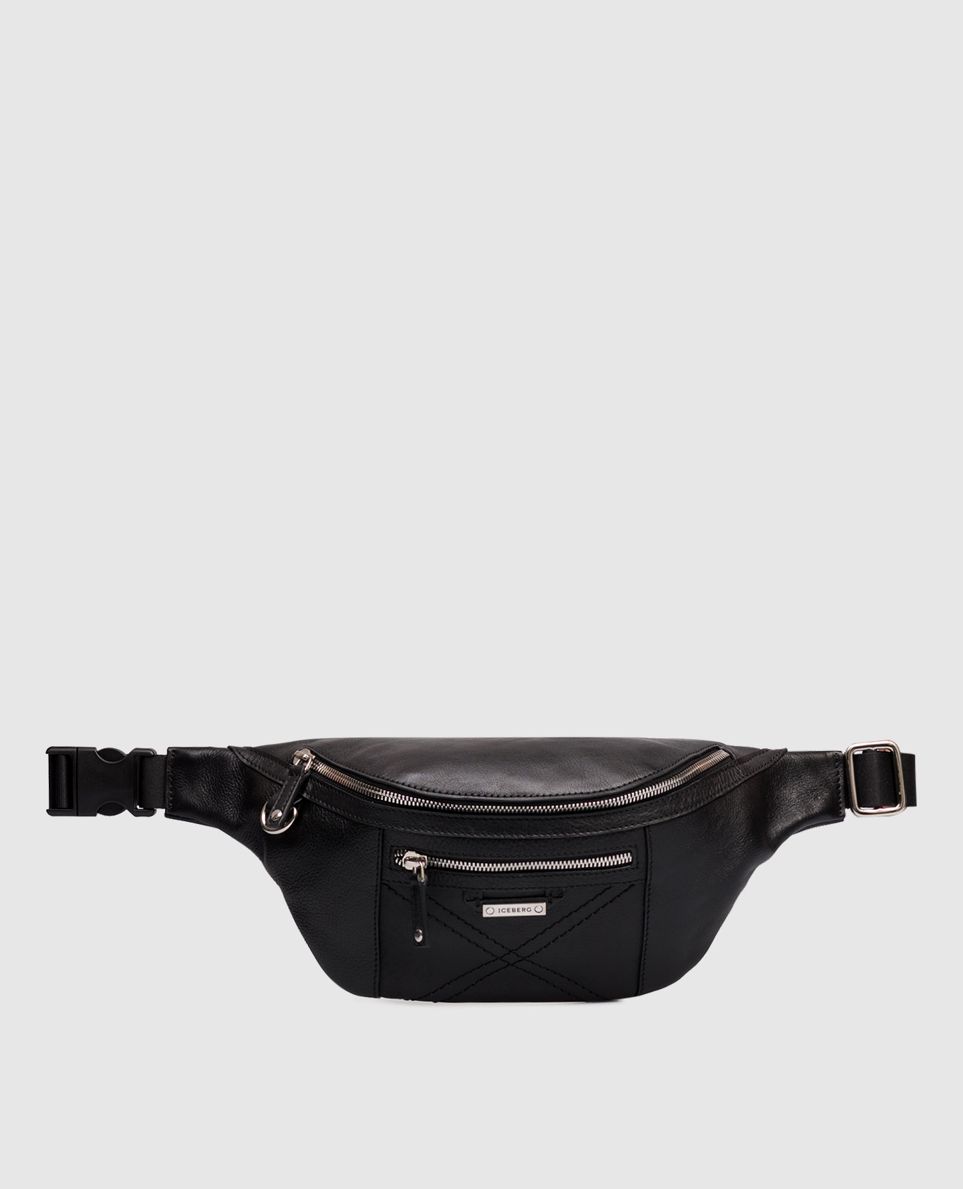 

Black leather belt bag with logo Iceberg