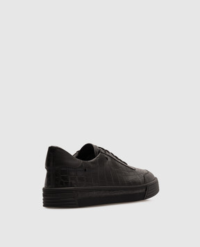 Stefano Ricci Black croc sneakers with logo monogram UV23G6567WYCS