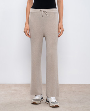 LISA YANG Heather beige cashmere striped pants 202150