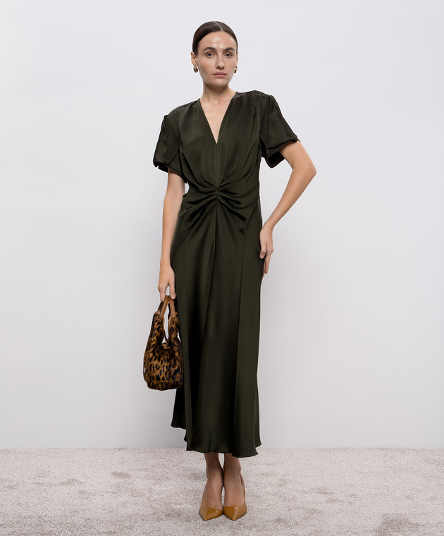 Victoria Beckham - Green midi dress with drapery 1425WDR005195D - shop with  Ireland delivery at Symbol