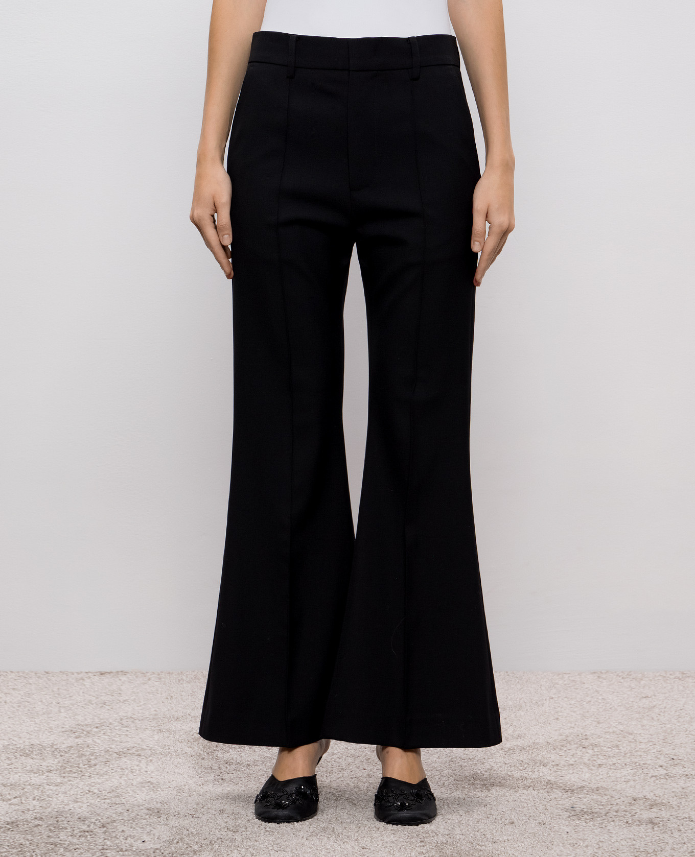 Black flared pants with wool Rokh 3