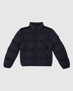 Stone Island Children's blue quilted down jacket with logo patch 81164072868