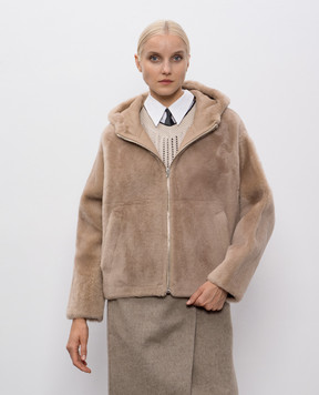 Yves Salomon Beige sheepskin coat 25WYV61461MERL