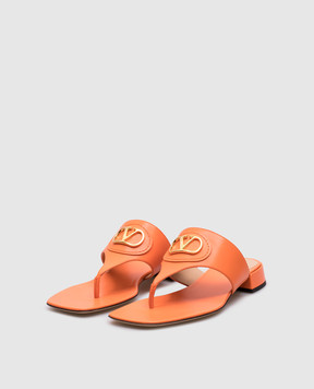 Valentino Orange leather flip-flops with logo 6W2S0LA9DSH