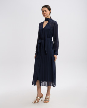 Twinset Blue patterned midi shirt dress 251TP2260