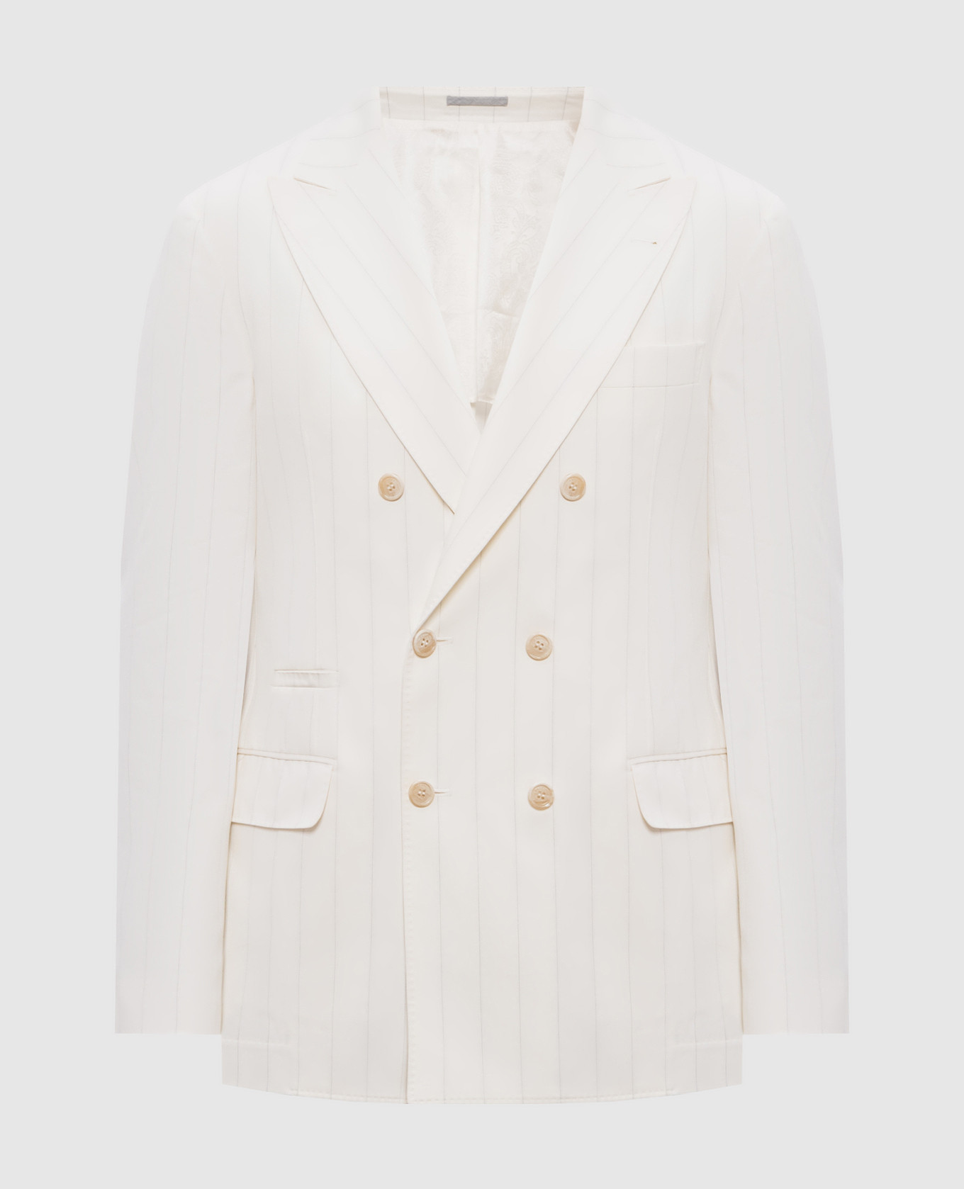 White double-breasted striped wool jacket Brunello Cucinelli