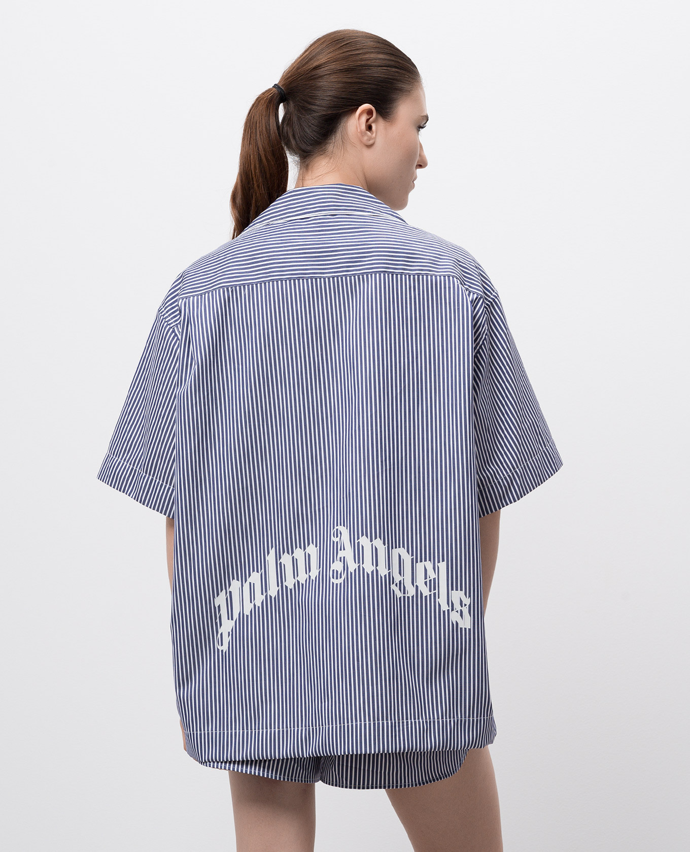 Blue striped shirt with logo Palm Angels 4