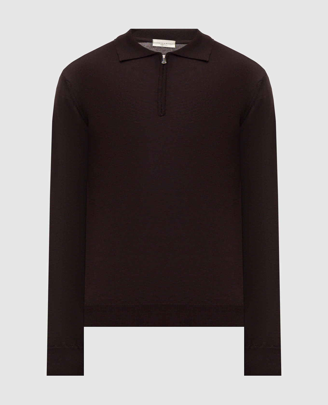 Brown merino wool polo shirt