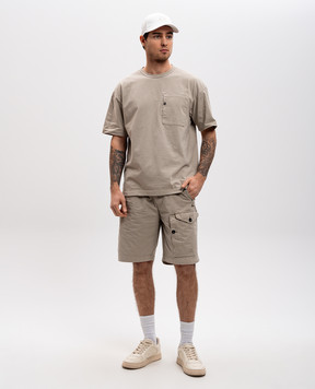 C.P. Company Khaki shorts with logo embroidery MBE060A006475G