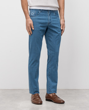 Scissor Scriptor COSTANTINO blue jeans with embroidered logo emblem COSTANTINOT26123S58