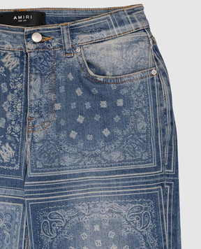 AMIRI Children's blue jeans with Bandana pattern AKDNGH1001