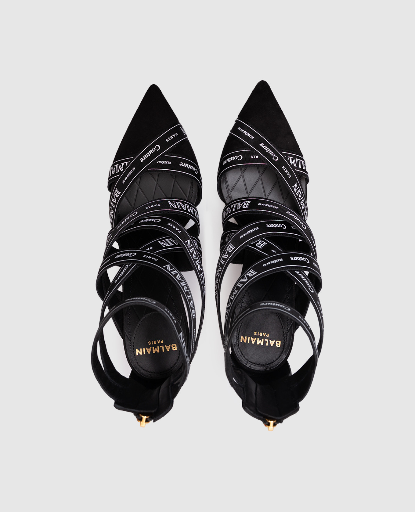 

Black suede sandals with branded ribbons Balmain