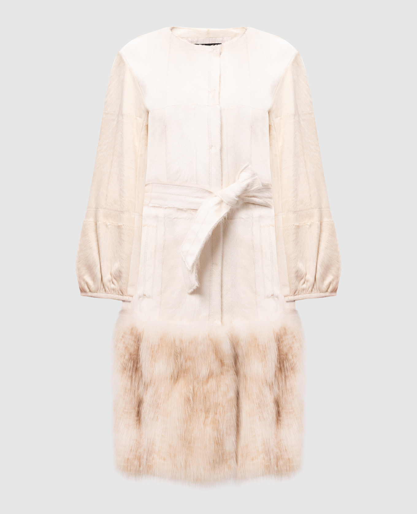 

White fur coat with fox fur Giambattista Valli