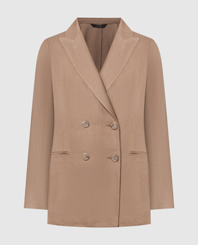 COLOMBO Brown double-breasted jacket made of linen and silk GI0035939011U