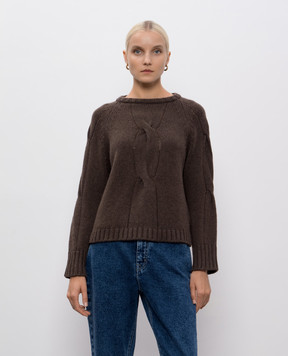 Enrico Mandelli Brown cashmere sweater with textured pattern 2KD54A5519