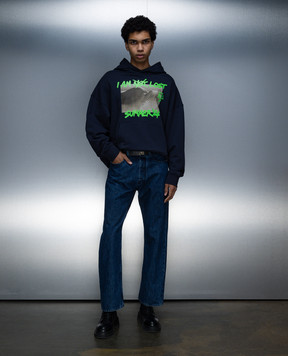 Palm Angels Blue jeans with logo embroidery PMYA040S24DEN002