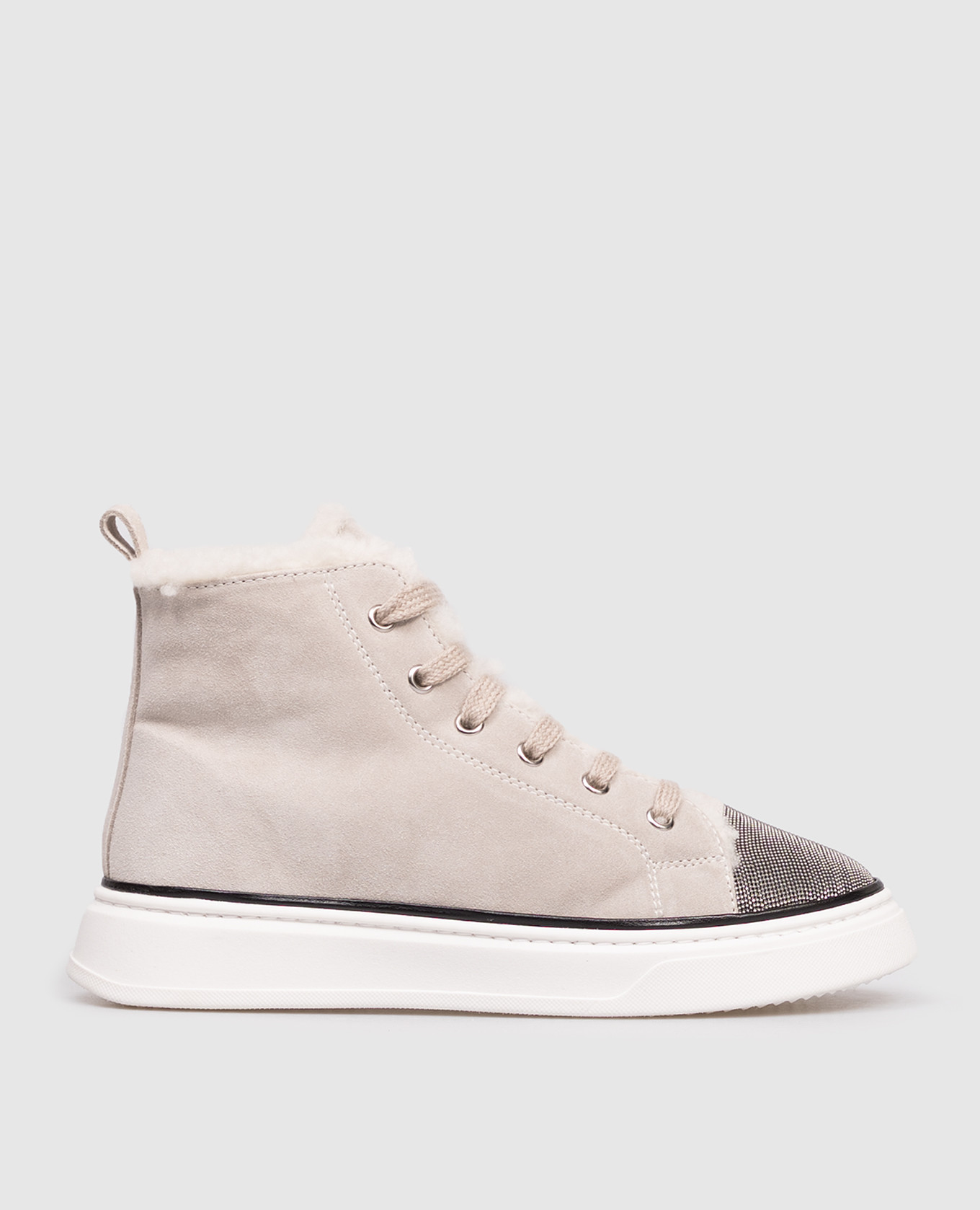 

Children's gray suede boots with fur Brunello Cucinelli, Grey