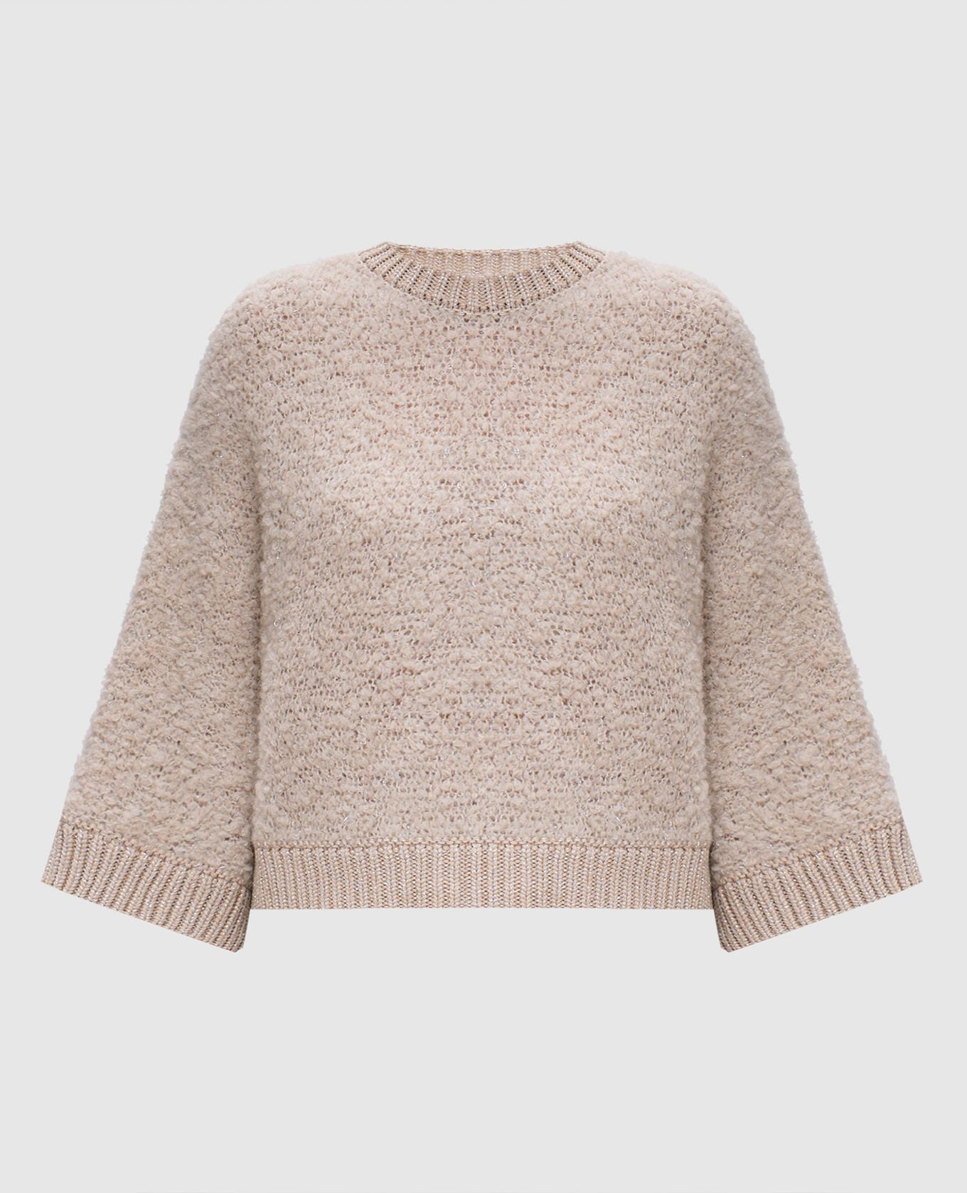 

Beige bouclé sweater with wool, silk and cashmere with lurex Peserico
