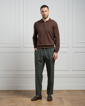 Cashmere&Whiskey Brown polo shirt with silk and cashmere FS06