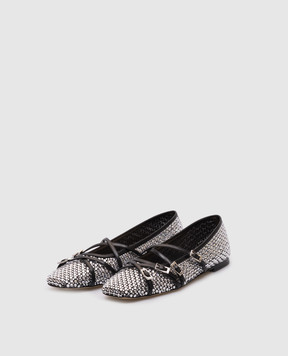 Mach&Mach Black ballet flats with crystals S092710NET