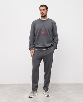 Brunello Cucinelli Gray sweatshirt with branded print MW8633380G