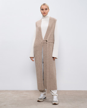 LISA YANG Beige elongated vest Helga with cashmere 2024269