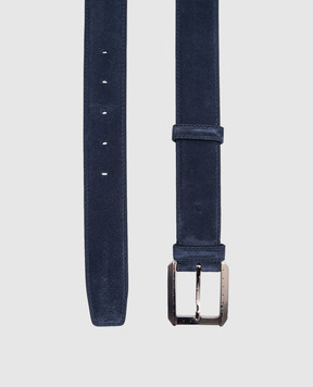 Stefano Ricci Blue suede belt with logo engraving N351SDA311P
