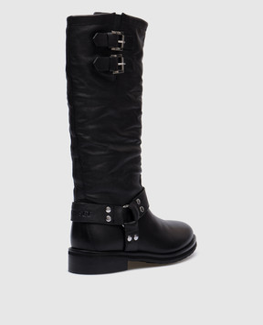 Twinset Black logo Darcy leather boots 242TST020