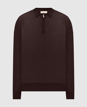Cashmere&Whiskey Brown merino wool polo shirt 18004
