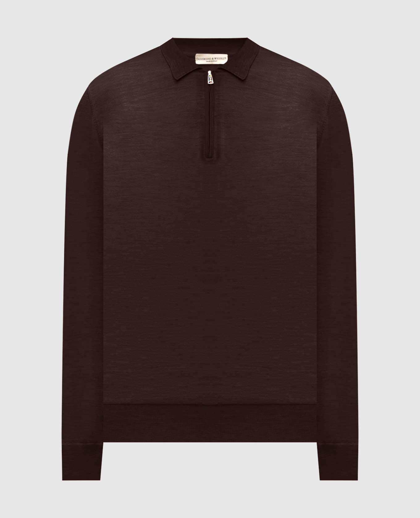 Brown merino wool polo shirt