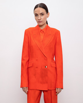 Gabriela Hearst Angela orange double-breasted jacket in vintage-effect wool 3255113W163