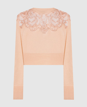 Ermanno Scervino Pink cashmere sweater with lace D475M329APKFX