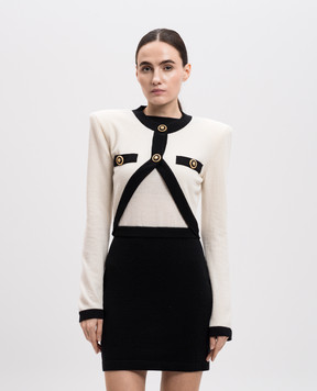 Balmain White midi dress with double construction and branded accessories EF1R9259KH91