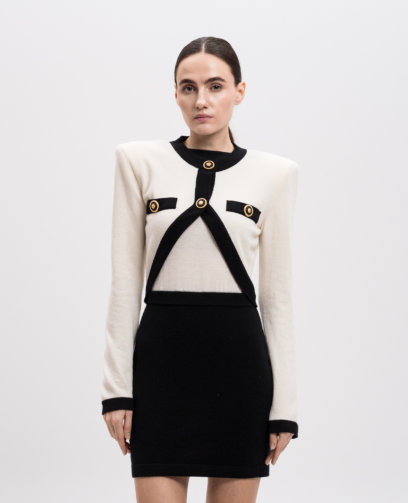 White midi dress with double construction and branded accessories Balmain 3