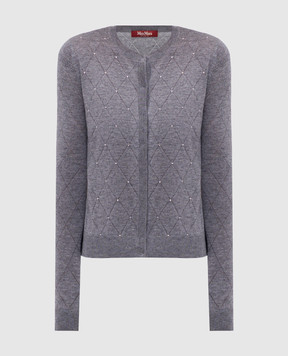 Max Mara VANDEA gray cardigan made of silk and wool VANDEA