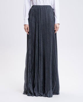 Ermanno Scervino Gray pleated skirt with pattern D472O345VJR
