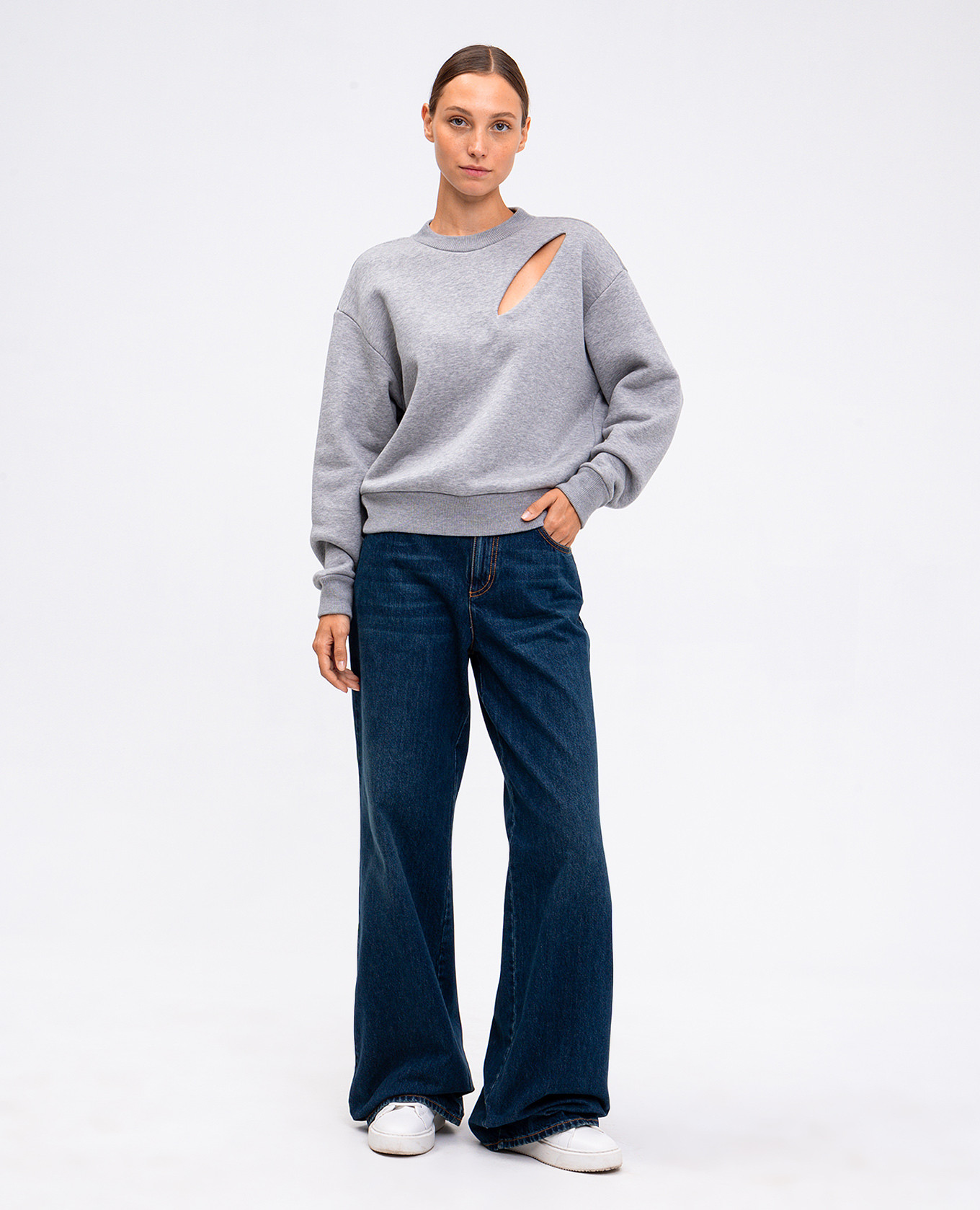 Gray crew neck sweatshirt with logo embroidery Alexander McQueen 2