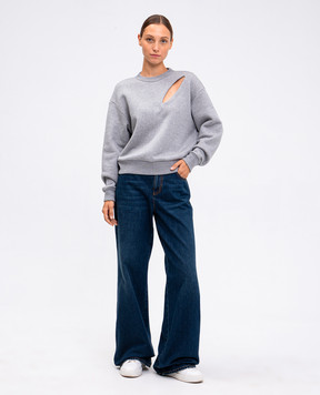 Alexander McQueen Gray crew neck sweatshirt with logo embroidery 794769QLAC8