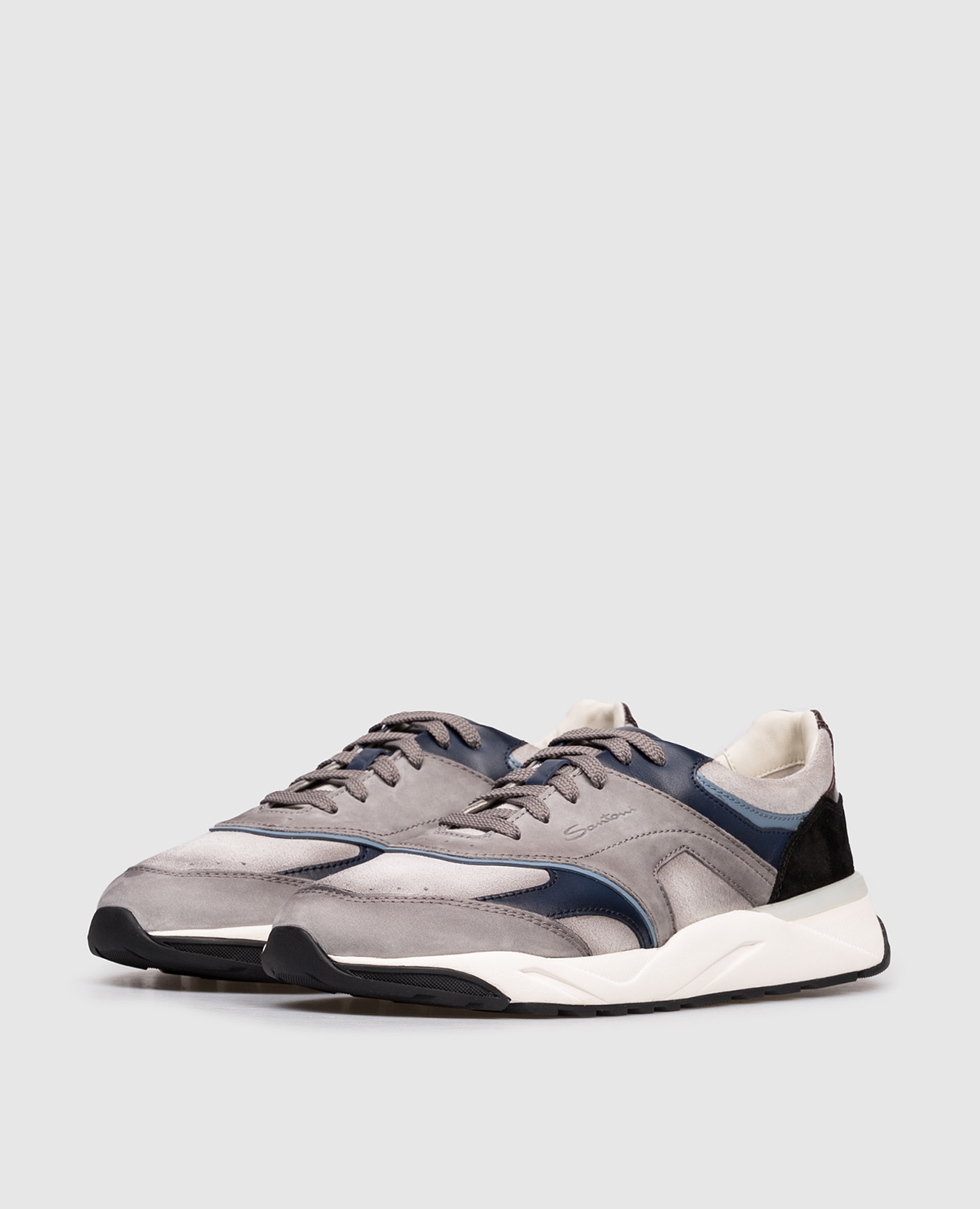 

Grey suede sneakers with logo Santoni