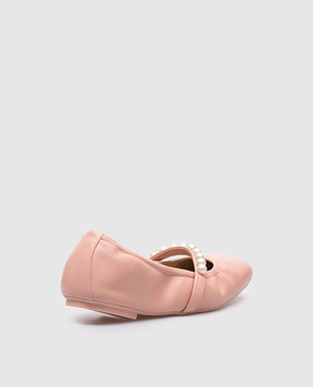 Stuart Weitzman Goldie pink leather ballet flats with beads SF896
