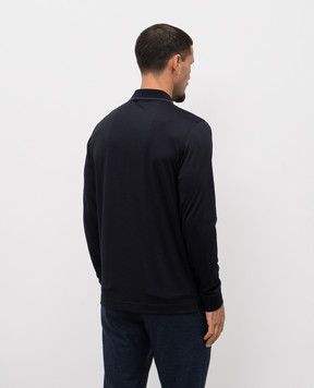 Stefano Ricci Blue wool polo shirt with emblem K909051P30T25303
