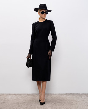 Ermanno Scervino Black midi dress made of wool, silk and cashmere D472Q315WHB
