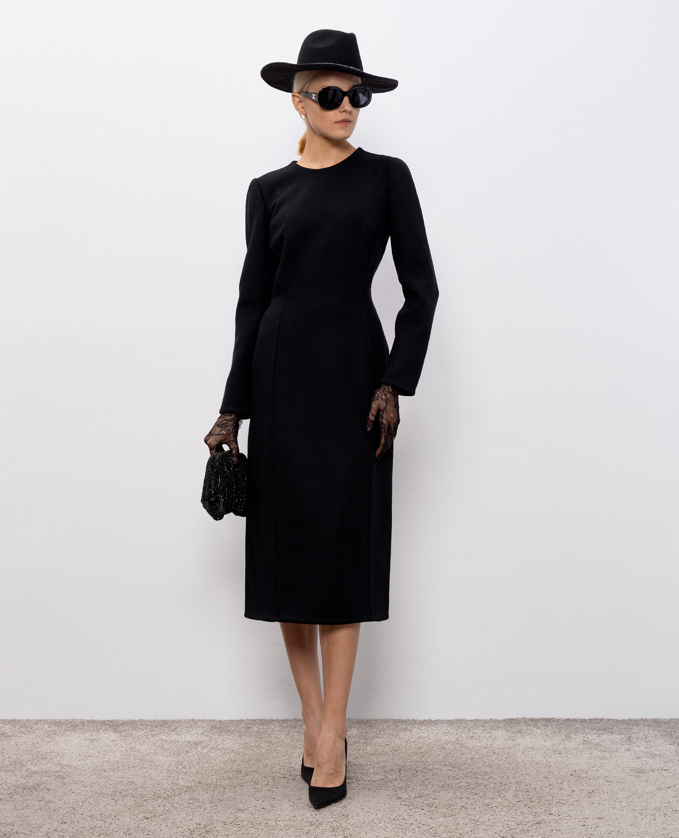 Black midi dress made of wool, silk and cashmere Ermanno Scervino 2